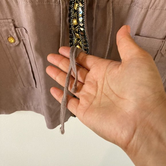 BNWT Innocence Clothing Women Dark Beige Embellished Border long Sleeve Jacket - Picture 10 of 12